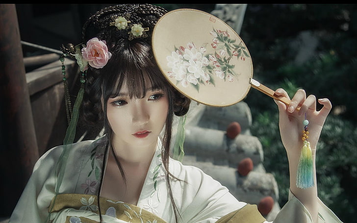 Asian, Frauen, chinesische Kleidung, Hanfu, Kopfschmuck, HD-Hintergrundbild