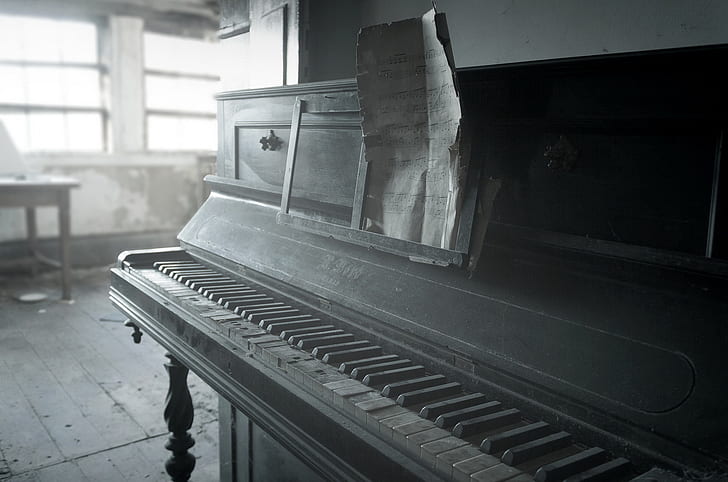 old, piano, music, musical instrument, HD wallpaper