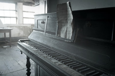 velho, piano, música, instrumento musical, HD papel de parede HD wallpaper