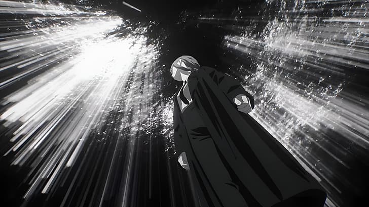 Manusia Gergaji, Makima (Manusia Gergaji), anime, 4K, monokrom, Wallpaper HD