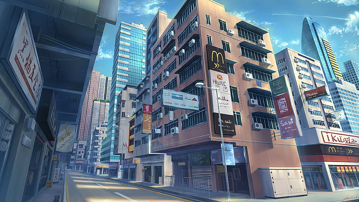 Anime, Original, Building, City, Original (Anime), Street, HD wallpaper