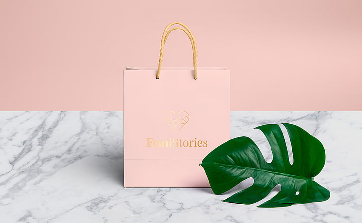 Pink Shopping Bag, Tropical Monstera Leaf, ..., Aero, Creative, Marble, Pink, Design, Leaf, Shopping, Mode, Brand, branding, grafisk design, greenleaf, Femi Stories, HD tapet