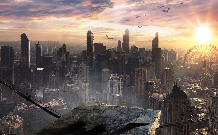 Divergent 2014 Movie, city buildings, Movies, Other Movies, Movie, Chicago, 2014, Divergent, HD wallpaper