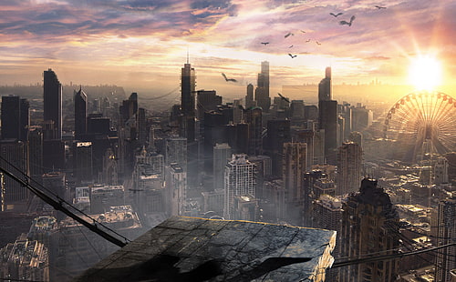 Divergent 2014 Movie, city buildings, Movies, Other Movies, Movie, Chicago, 2014, Divergent, HD wallpaper HD wallpaper