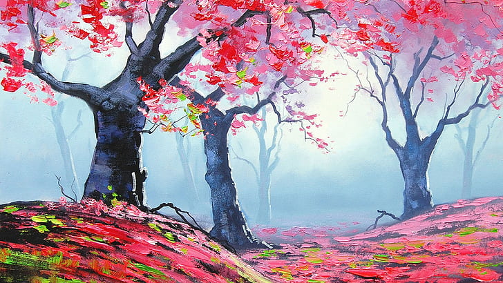 Painting Trees HD, maple tree painting, digital/artwork, trees, painting, HD wallpaper