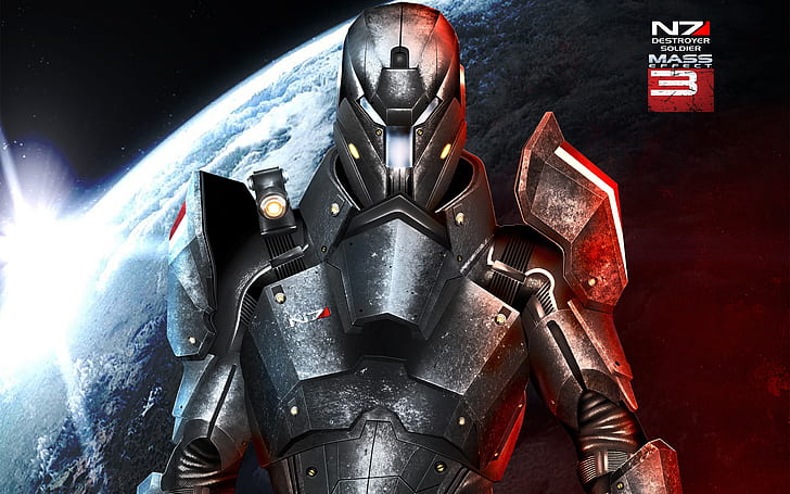 Mass Effect 3, N7, metal armor warrior, Mass, Effect, Metal, Armor, Warrior, HD wallpaper