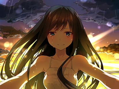Anime Girls, pleurer, Fond d'écran HD HD wallpaper