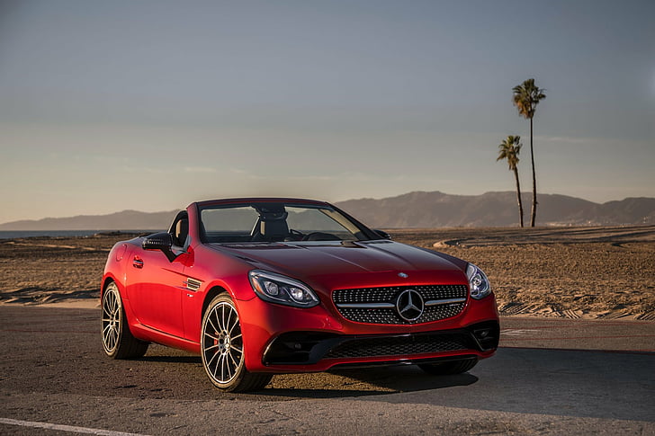 Mercedes-Benz, Mercedes-Benz SLK-Class, kabriolet, samochód, czerwony samochód, samochód sportowy, pojazd, Tapety HD