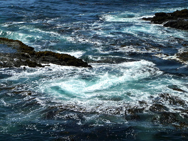 beach waves, rough, water, beach, waves, sea, wave, nature, coastline, surf, rock - Object, blue, HD wallpaper