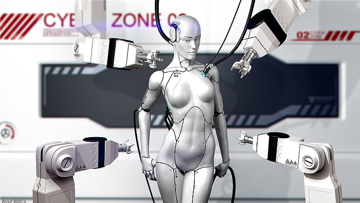ficção científica, robô, arte digital, HD papel de parede