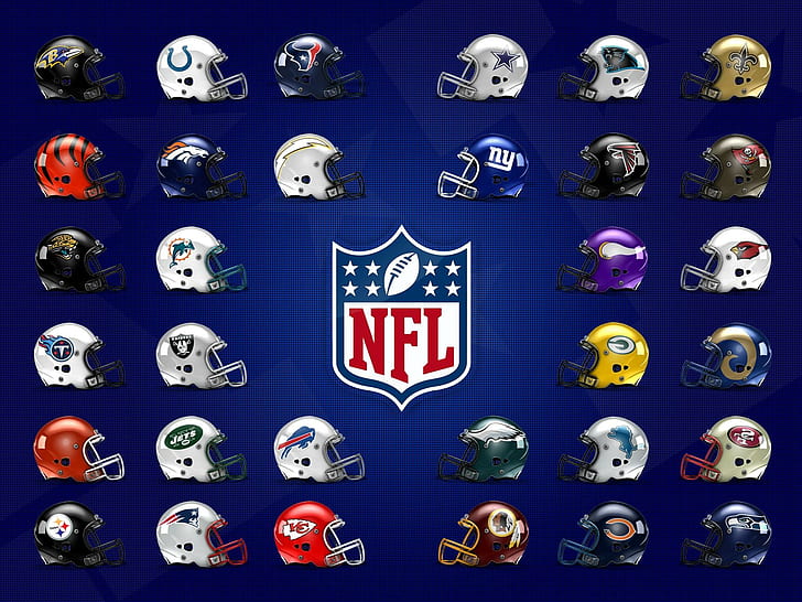 NFL-hjälmar, nfl-logotyper, hjälmar, nfl-hjälmar, nfl-lag, HD tapet