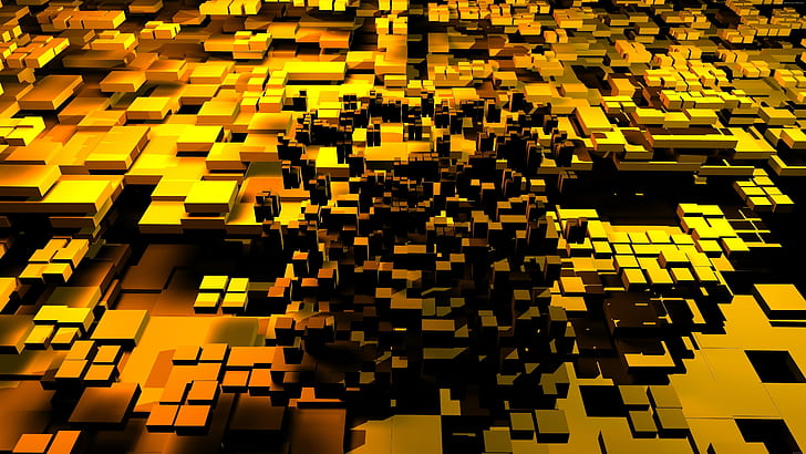 3d, cubes, gold, hd, 4k, 5k, HD wallpaper