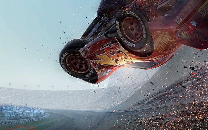 Дисни Pixar Cars Lightning McQueen цифров тапет, Cars 3, 4k, Lightning McQueen, poster, HD тапет