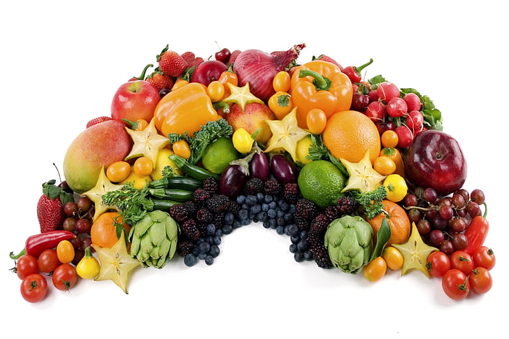 모듬 과일과 야채 로트, 야채, 과일, 정물, 믹스, HD 배경 화면