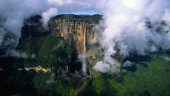 natureza, cachoeira, nuvens, venezuela, paisagem, HD papel de parede HD wallpaper