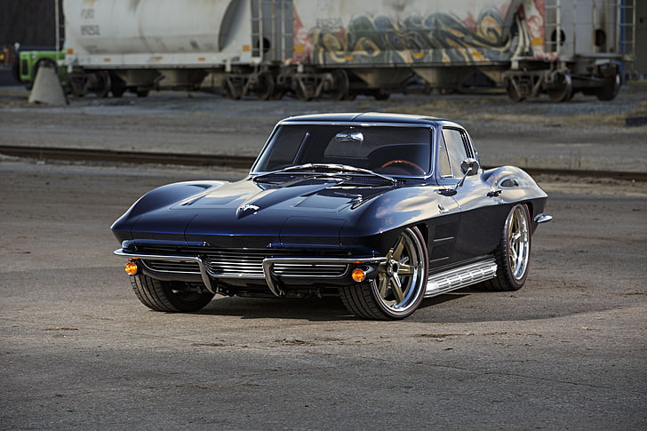 (c2), 1964, blue, cars, chevy, corvette, modified, HD wallpaper