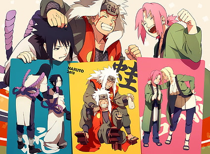 Naruto, Sasuke ve Sakura duvar kağıdı, Anime, Naruto, Jiraiya (Naruto), Orochimaru (Naruto), Sakura Haruno, Sasuke Uchiha, HD masaüstü duvar kağıdı HD wallpaper
