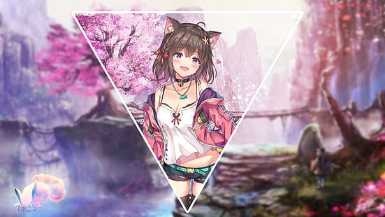 Anime, Anime Girls, Neko Ohren, Loli, Landschaft, HD-Hintergrundbild HD wallpaper