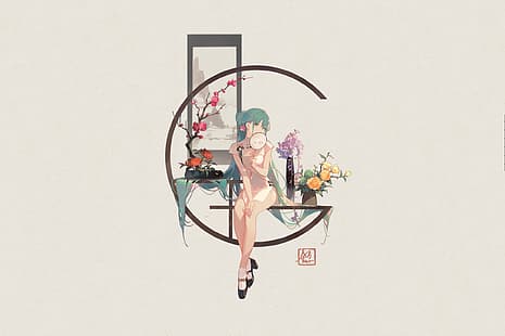  Hatsune Miku, ASK (artist), cheongsam, HD wallpaper HD wallpaper