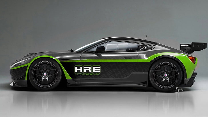 черно-зеленое спортивное купе HRE, Aston Martin, Zagato, автомобиль, автомобиль, HD обои