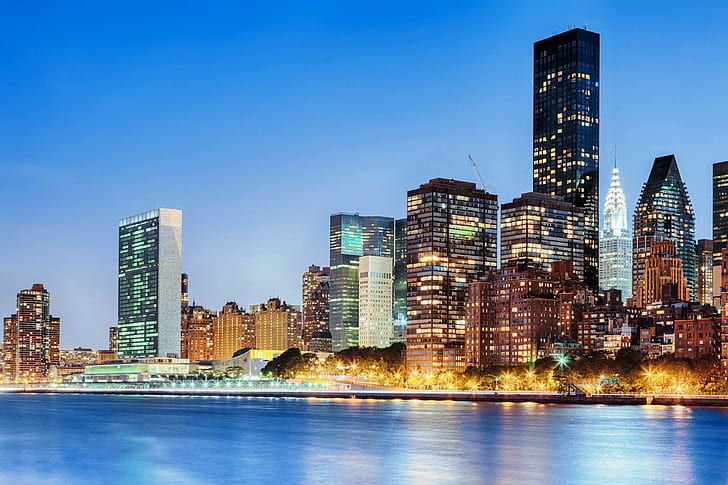 New York City, Manhattan, New York, NYC, New York City, Manhattan, USA, East River, Chrysler Building, HD wallpaper