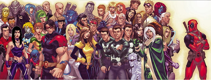 Рисуване на герои от Marvel, X-Men, Deadpool, Emma Frost, Iceman (Marvel Comics), Mystique (Marvel Comics), Nightcrawler (Marvel Comics), професор X, Rogue (Marvel Comics), Wolverine, X-23, HD тапет