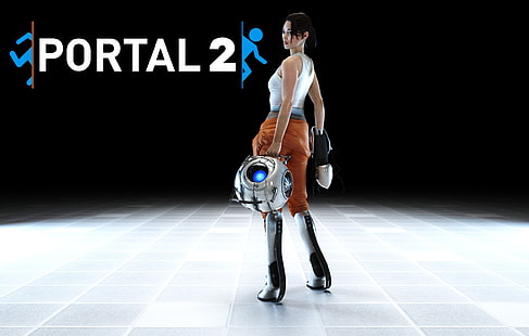 Chell, Portal (game), Portal 2, Portal Gun, video game, Wallpaper HD HD wallpaper