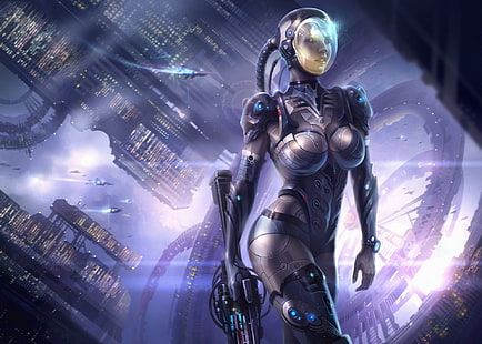 cyborg, ragazze, robot, guerriera, Sfondo HD HD wallpaper