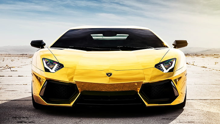 kuning Lamborghini Aventador, Lamborghini, Lamborghini Aventador, mobil, mobil kuning, Mobil Super, kendaraan, Wallpaper HD