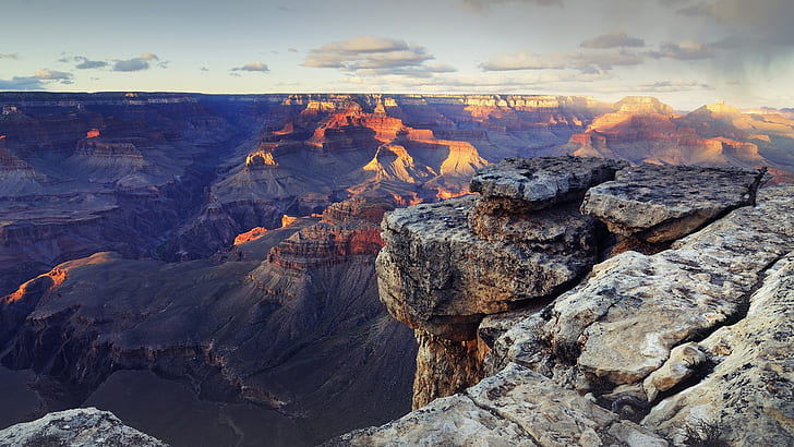 nature, landscape, canyon, rocks, clouds, sky, valley, Grand Canyon, Arizona, USA, Grand Canyon National Park, HD wallpaper