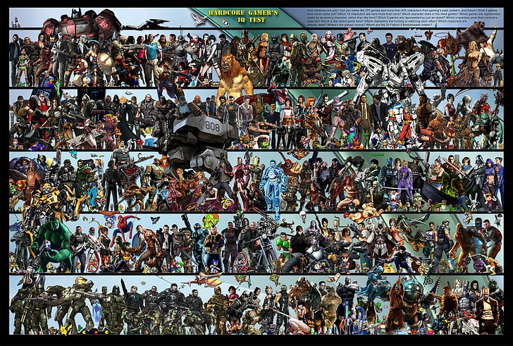 video game character lot illustration, Devil May Cry, The Simpsons, Overlord, The Legend of Zelda, Halo, Ryu (Street Fighter), Crysis, video games, Borderlands, collage, HD wallpaper