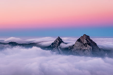 montagnes, sommets, nuages, ciel, suisse, Fond d'écran HD HD wallpaper