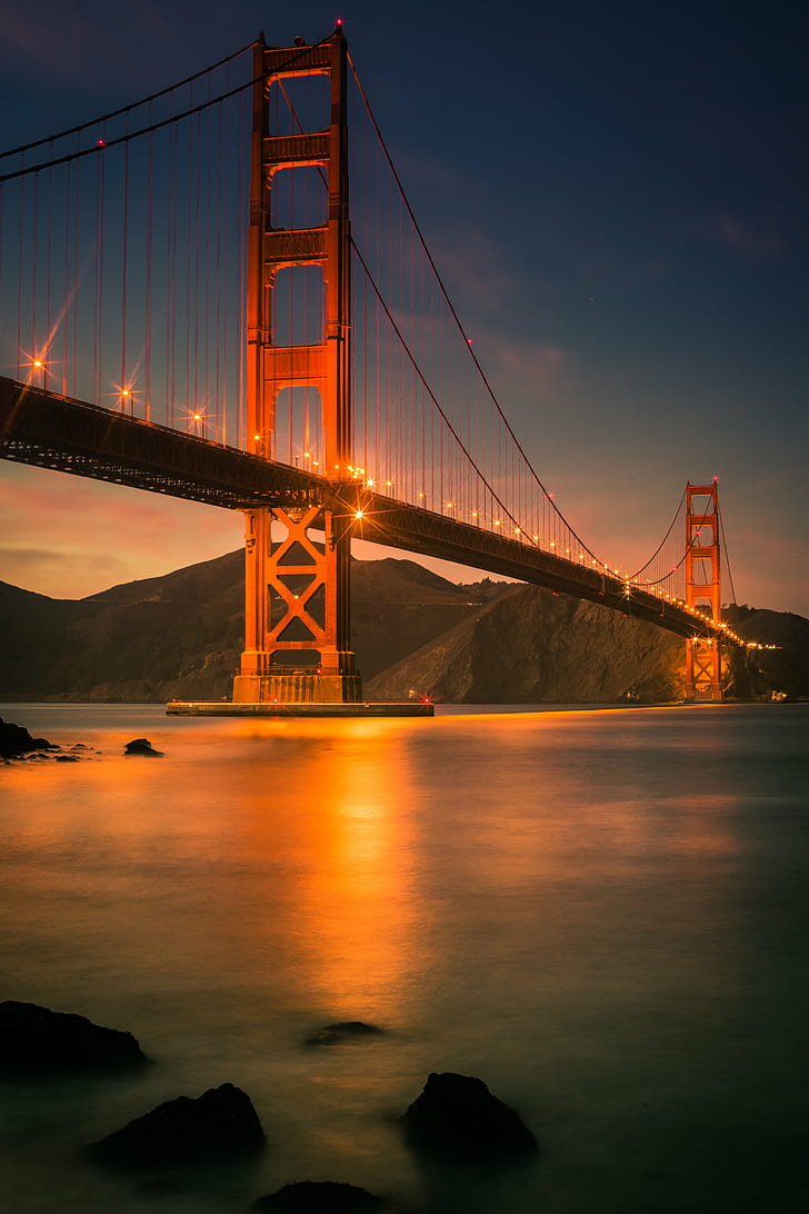 Мост Золотые Ворота Сан-Франциско, The Last Time, Swore, Мост Золотые Ворота, Сан-Франциско Калифорния, Сан-Франциско, США, закат, США, известное место, Калифорния, мост - рукотворная структура, округ Сан-Франциско, архитектура,подвесной мост, небо, HD обои, телефон обои
