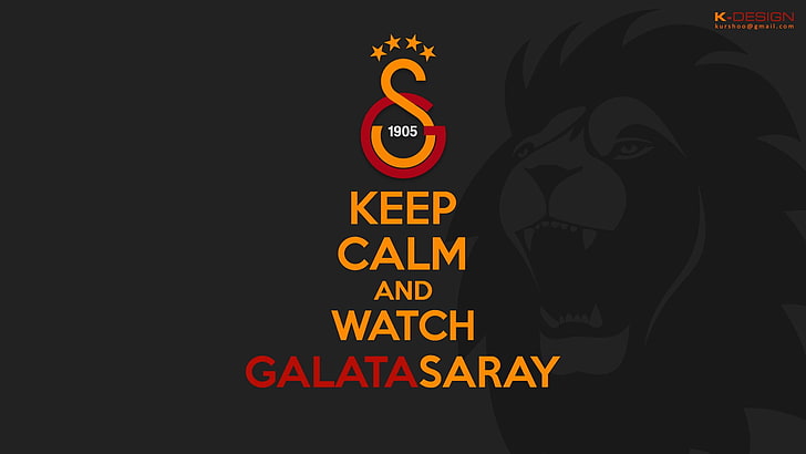Keep Calm and Watch GalataSaray text overlay, Galatasaray S.K., Keep Calm and..., stars, soccer clubs, lion, HD wallpaper