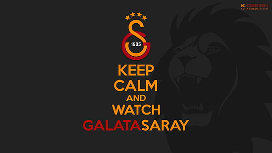 Keep Calm and Watch GalataSaray text overlay, Galatasaray S.K., Keep Calm and..., stars, soccer clubs, lion, HD wallpaper HD wallpaper