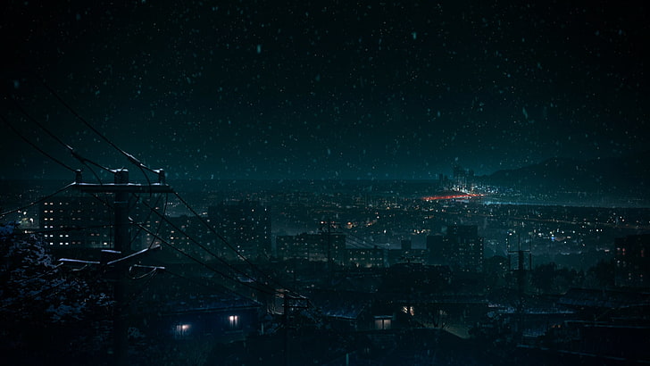 höghus under nattillustration, Fate / Stay Night, city, anime, Fate Series, HD tapet