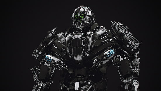 ilustração de robô preto e cinza, robô, ficção científica, bloqueio, transformadores, HD papel de parede HD wallpaper