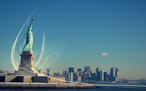 Estatua de la libertad, Nueva York, nueva york, estatua de la libertad, libertad iluminando el mundo, Fondo de pantalla HD HD wallpaper