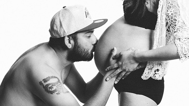 adults, affection, baby, birth, black and white, cap, care, couple, family, happiness, husband, life, love, man, maternity, mother, motherhood, parenthood, parents, people, portrait, pregnancy, pregnant, relationship, r, HD wallpaper