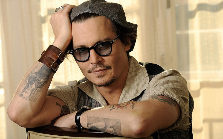 Johhny Depp, johnny depp, takes actor, man, tattoo, HD wallpaper