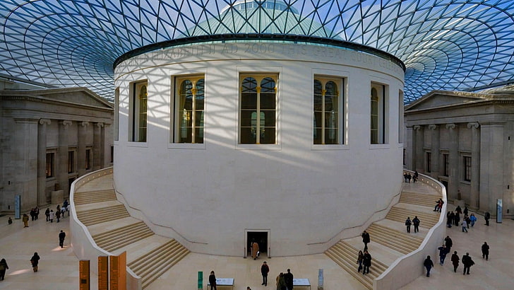إنجلترا ، لندن ، المتحف البريطاني ، غرفة القراءة ، المحكمة الكبرى، خلفية HD