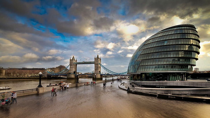 Magnifique hôtel de ville de Londres, Tower Bridge, paysages urbains, Londres, paysage urbain, ville, Fond d'écran HD