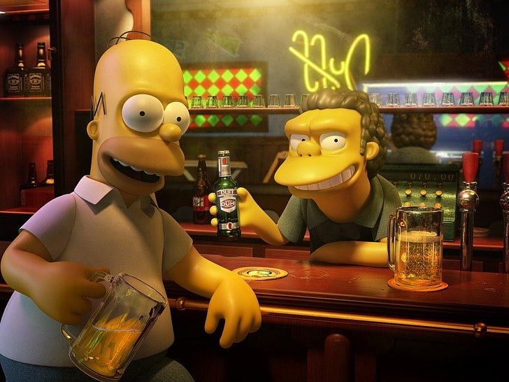 Simpsonowie, Homer Simpson, Moe Szyslak, Tapety HD