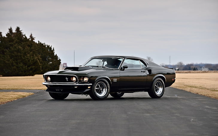 Ford, Ford Mustang Boss 429, Voiture noire, Voiture, Fastback, Muscle Car, Fond d'écran HD