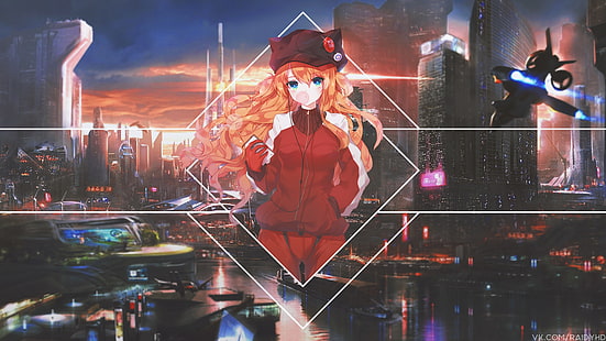 Anime, Anime Girls, Bild-in-Bild, blaue Augen, HD-Hintergrundbild HD wallpaper