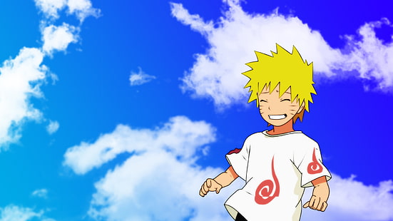 Ilustración de Naruto Uzumaki, el cielo, nubes, sonrisa, niño, día, naruto, Fondo de pantalla HD HD wallpaper