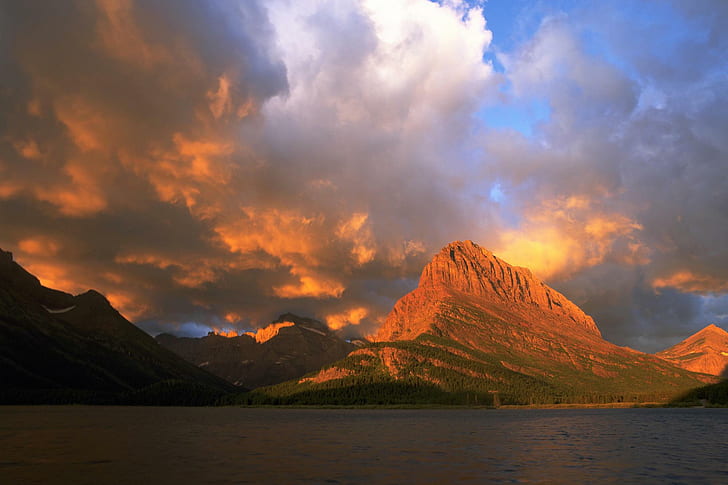 Two Medicine Lake、グレーシャー国立公園、モンタナ、湖、モンタナ、国立、公園、氷河、自然と風景、 HDデスクトップの壁紙