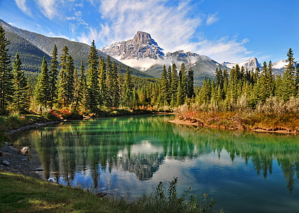 berg, see und bäume, wald, berge, natur, see, kanada, HD-Hintergrundbild HD wallpaper
