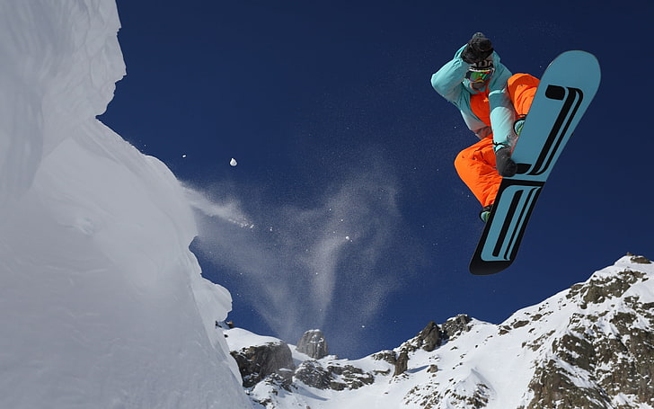 extreme snowboarding adventure-sports theme HD Wal.., teal snowboard, HD wallpaper