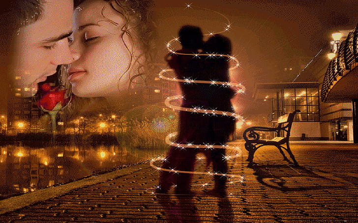Love Fantasy Hug Kiss Red Rose3846, HD wallpaper